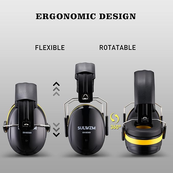 Hearing Protection Ear Muffs,NRR 28db Noise Cancelling for Shooting, Mowing, Construction,Yellow
