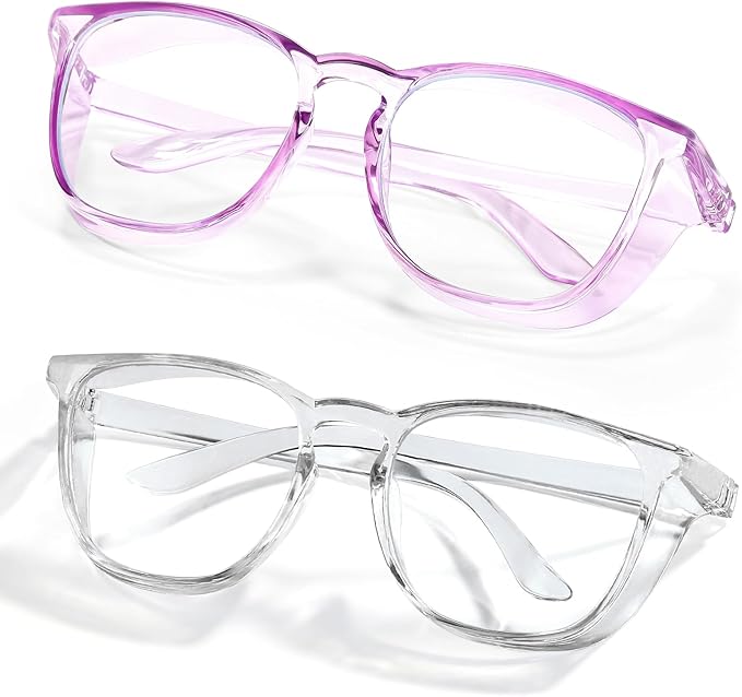 LASMEX Stylish Safety Glasses Goggles for Women Girls Anti-fog Glasses Protective Eyewear Clear Glasses
