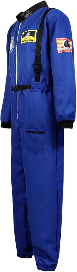 Men's Adult Astronaut Spaceman Costume Coverall Pilot Air Force Flight Jumpsuit Dress Up Party