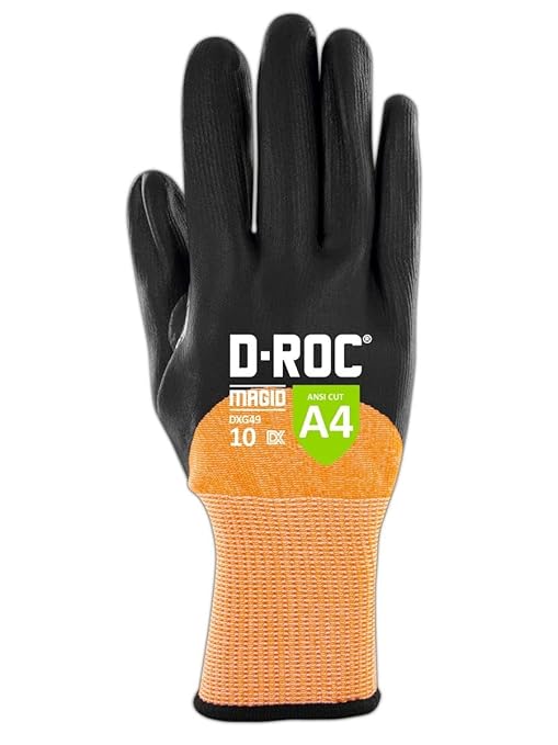 MAGID D-ROC ANSI A4 Oil & Liquid Absorbing TriTek Work Gloves, 12 Pairs, Size 8/Medium (DXG49)