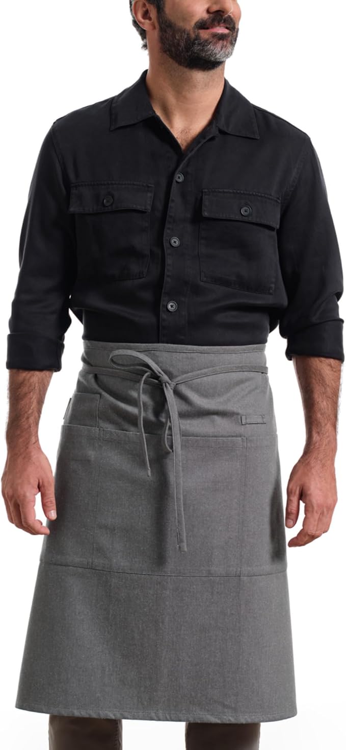 MEEMA Bistro Half Apron for Men & Women | Half Aprons for Women With Pockets | Delantales Para Meseros | Waitress Aprons | Server Apron with Pocket