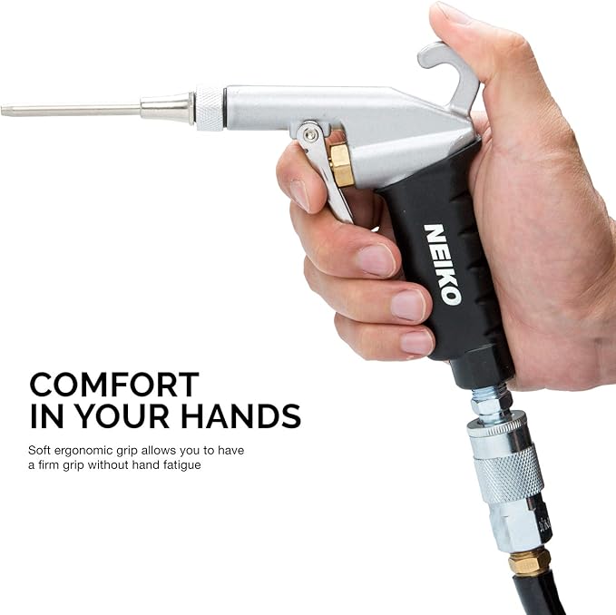 NEIKO 31121A High Flow Air Blow Gun | 3 Pc Pneumatic Air Nozzle | Dust Gun | Air Gun Compressor Accessories | ¼”