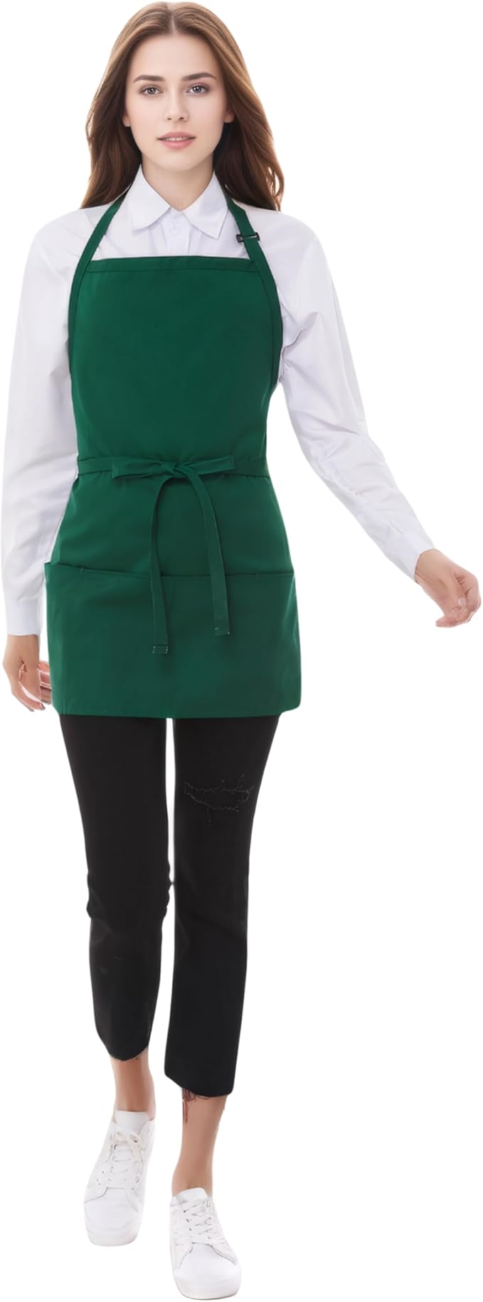 Short Cotton Aprons for Women with 3 Pockets, Chef Apron for Unisex,Waitress Apron for Kitchen Cooking Restaurant BBQ