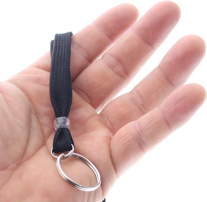 Specialist ID Bulk 25 Pack - Heavy Duty Breakaway Lanyards for Keys and Id's with Key Chain Split Ring - Break-Away Clasp and Keychain Keyring/ID Holder Attachment at Bottom (Black)…