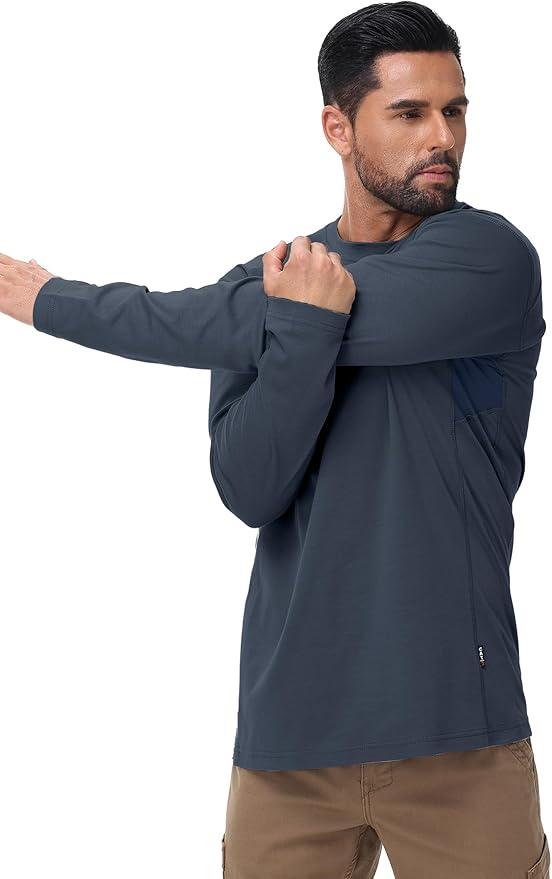 FR Shirts for Summer 5.5OZ Lightweight Breathable Vented Mesh Flame Resistant Long Sleeve Crew T-Shirt CAT2
