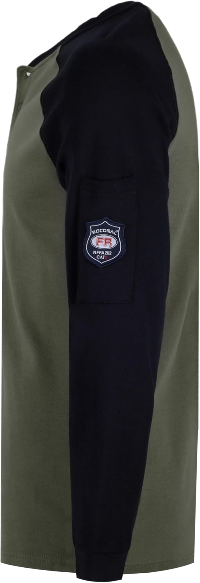 BOCOMAL FR Shirts Henley 7oz Midweight Fire Resistant Clothing NFPA2112 CAT2 Men's Flame Retardant Work Shirt