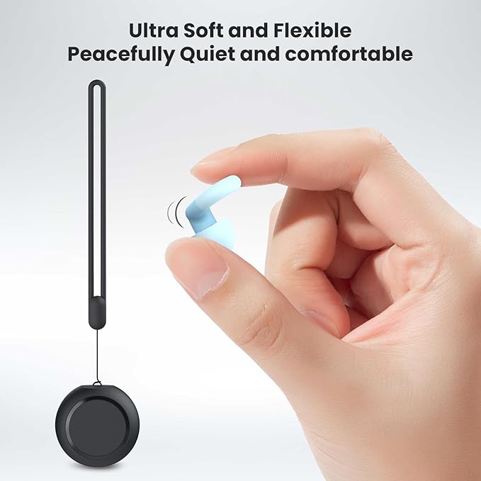 Soft Silicone Earplugs for Sleeping & Noise Reduction - 7 Pairs Ear Tips & One Connection Cord - Reusable Hearing Protection for Concert, Work & Sound Reduction 25dB-30db