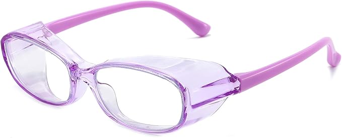 Safety Glasses Goggles Anti Fog Eye Protection Blue Light Blocking lens Side Shield Anti Pollen Soft TR90 for Boys Girls(Purple)