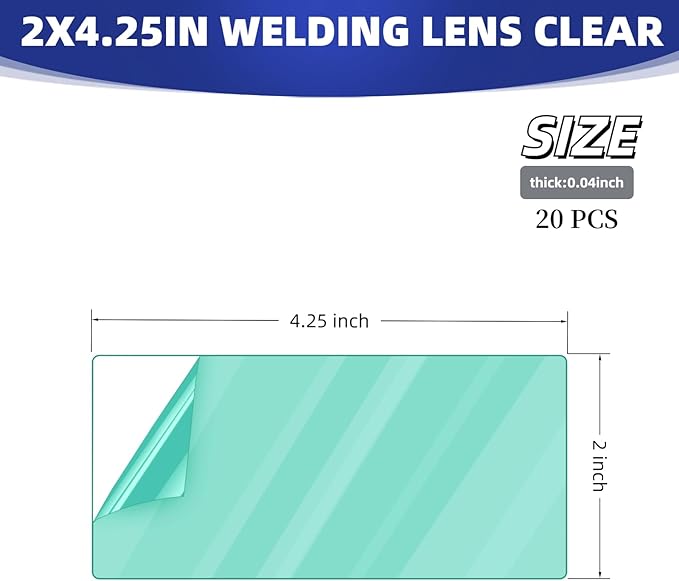 20Pcs of 2" x 4.25" Universal Welding Helmet Hood Replacement Clear Lens Cover 2x4 1/4 optical grade Premium Quality Clear Plastic Cover Lenses