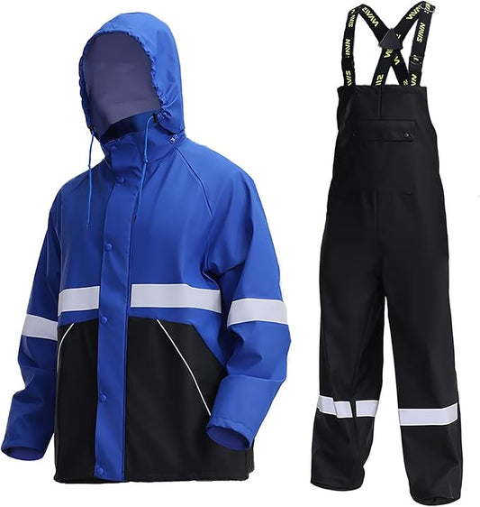 Rain Suit for Men Heavy Duty Workwear Waterproof Jacket with Pants 3 Pieces