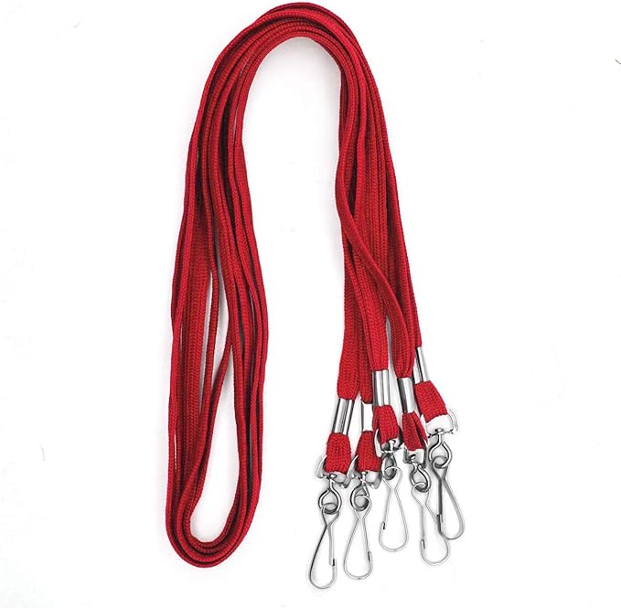Beebel Lanyards 100 Pack Red Lanyards with Swivel Hook Clips for ID Name Badge Holder