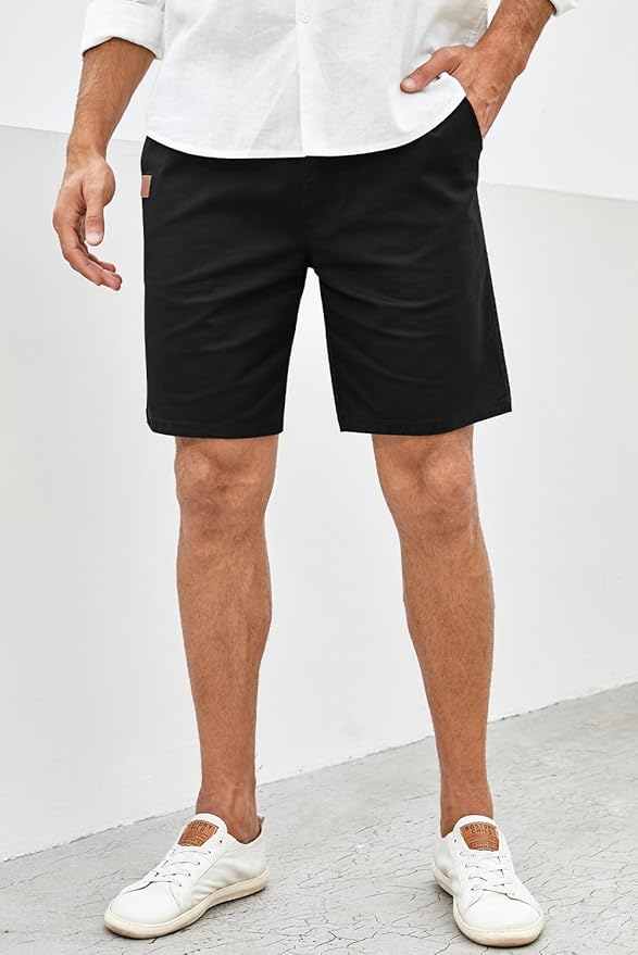 JMIERR Mens Casual Shorts - Cotton Drawstring Summer Beach Stretch Twill Chino Golf Shorts