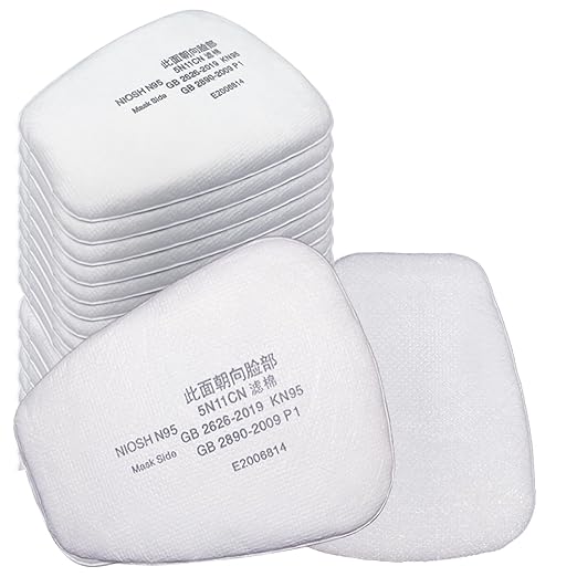 150PCS 5N11 Respirator Filter Cotton (White), Replacement Particulate Filter Cotton for 6200, 6502, 6800, 7502 Series Respirator Mask Material, Wide Compatibility