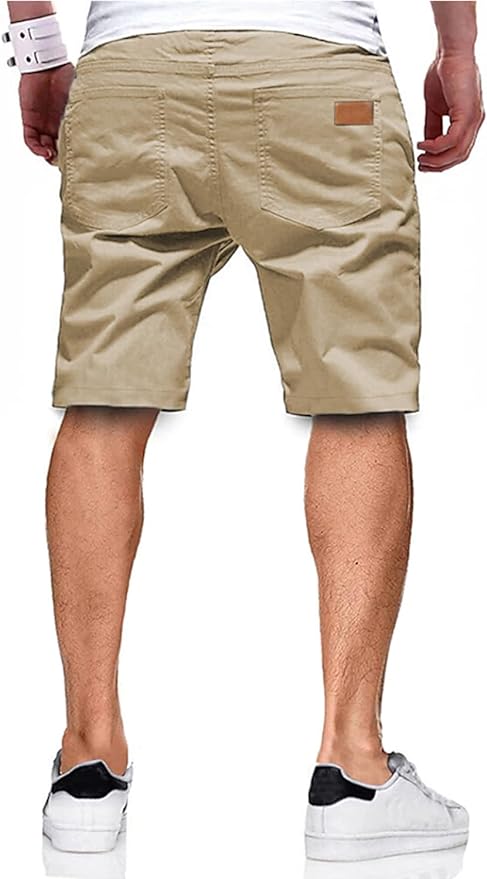 JMIERR Mens Casual Shorts - Cotton Drawstring Summer Beach Stretch Twill Chino Golf Shorts