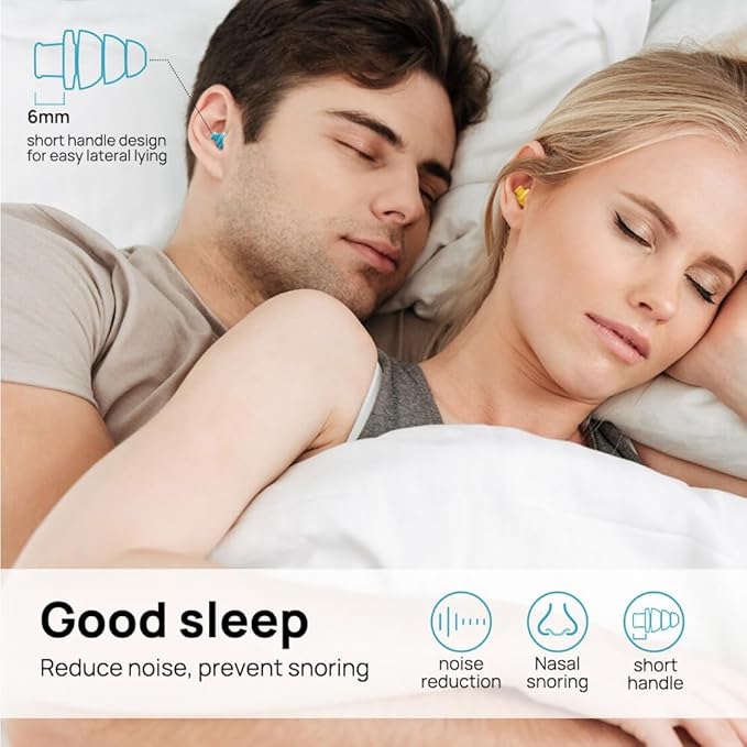 Ear Plugs for Sleeping Noise Cancelling, 10 Pairs Reusable Earplugs for Sleeping, Concert, Snoring, Travel, Work, 10 Colors, 33dB SNR