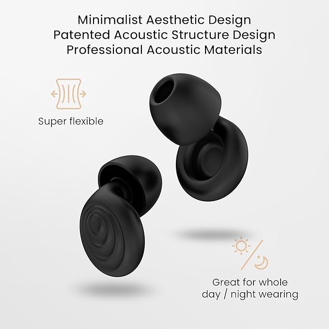 Ear Plugs for Sleeping Noise Reduction, Reuseable High Fidelity Earplugs, Motorcycle Ear Plugs Wind Noise Concerts, Focus, Travel, Work, High Fidelity – 8 Eartips – Flexible Soft-Touch Black