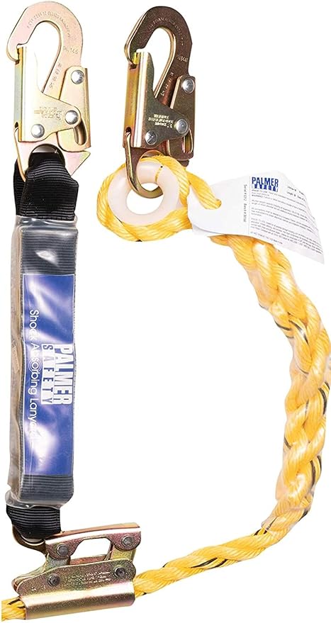 Palmer Safety Vertical Lifeline Assembly - 50FT Rope Harness Safety Lanyard with Rope Grab - Fall Protection Kit (Yellow)