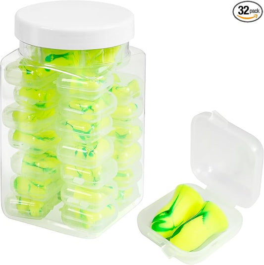 Calmi Foam Ear Plugs for Sleeping Noise Reduction 32 Pairs with Individual Cases, 33dB NRR Ear Plugs for Concerts Eargasm Earplugs forSleeping, Snoring, Travel, Work, Concerts, Studying