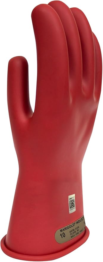 Enespro Class 00 Red Rubber Voltage Insulating Gloves, Max. Use Voltage 500V AC/750V DC, GC00R11