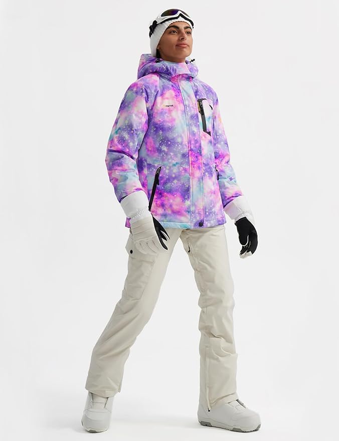 GEMYSE Women's Ski Snow Jacket Warm Winter Waterproof Coat Snowboard Rain Jacket Hooded Windproof Windbreaker