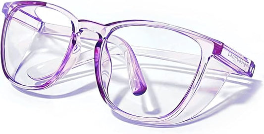 Anti-Fog Safety Glasses for Women | ASIN Z87.1 Safety Glasses for Men | Blue Light Blocking Safety Goggles (Square lilac)