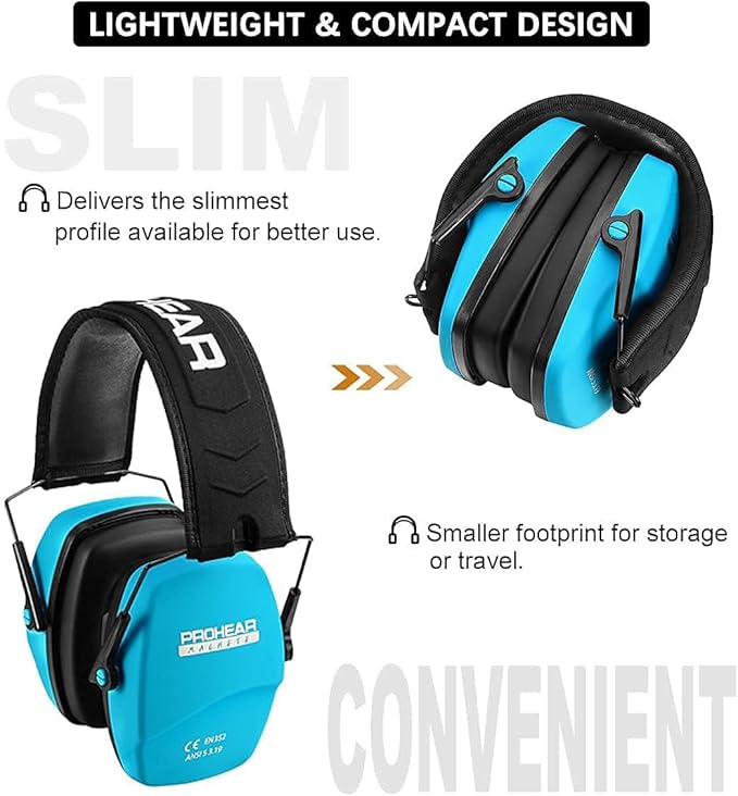 PROHEAR 016 Shooting Ear Protection Earmuffs 2 Pack, NRR 26dB for Gun Range, Hunting -Blue+Pink