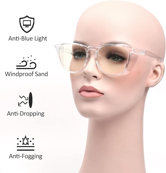 Outray 2 Pairs Anti Fog Safety Goggles Protective Glasses Blue Light Blocking Eyeglasses for Men Women