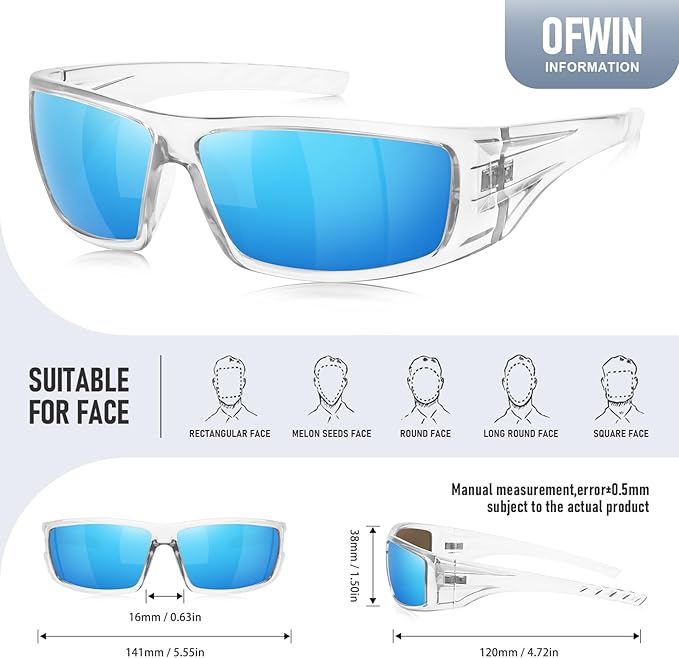 Polarized Sports Sunglasses for Men Women Unbreakable Frame Cycling Fishing Wrap Around Sunglasses UV400 Protection
