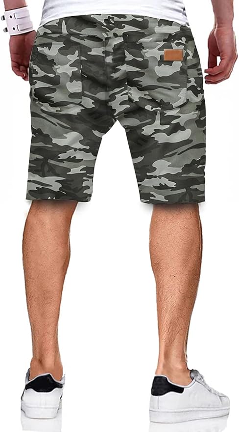 JMIERR Mens Casual Shorts - Cotton Drawstring Summer Beach Stretch Twill Chino Golf Shorts