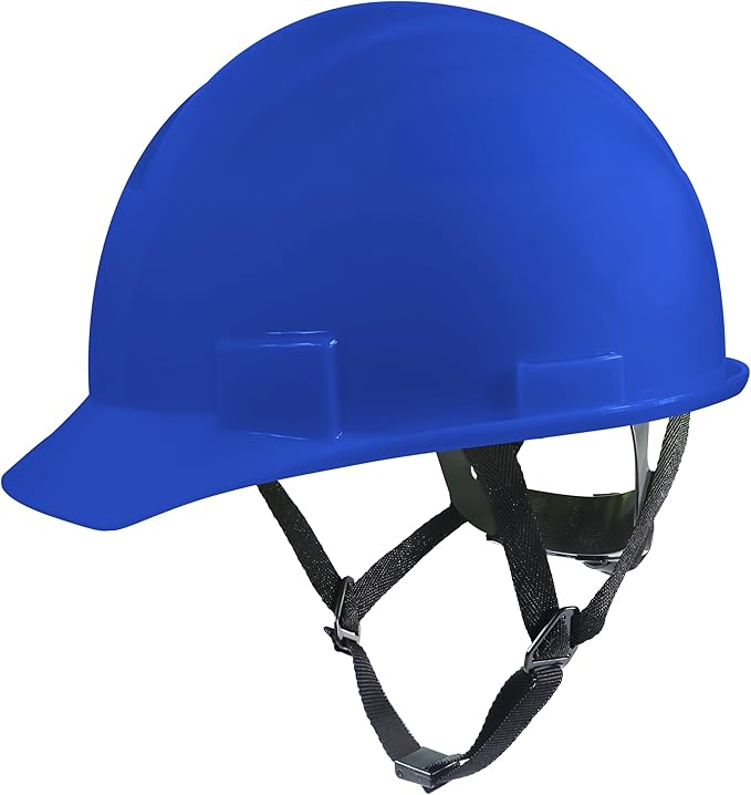 GE Cap Style Hard Hat, 4-Point Ratchet Suspension, Earmuff Slots, High Impact Resistant, Sweat-Wicking Sweatband, Meets ANSI Z89.1-2014, Comfortable, Durable, and Protective - Blue, Non-Vented