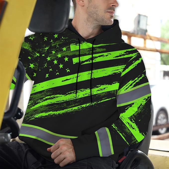 Maddly High Visibility US Flag Collection Safety Workwear Custom Name for Workers, Runners, Truckers, Patriotic