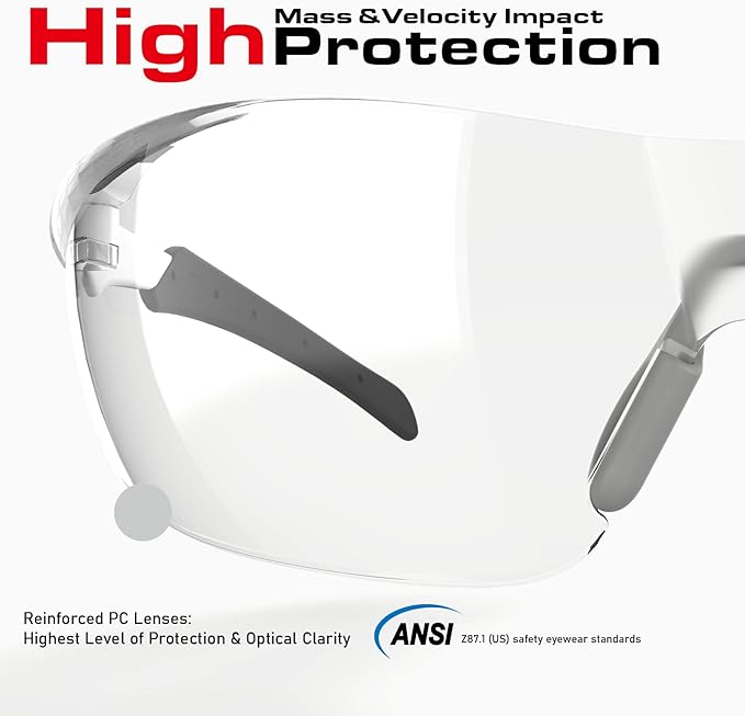 ANSI Z87.1 Fit-Upgraded Safety Glasses – Anti-Fog, UV, Impact & Scratch Resistant – Clear Wraparound for Work, Pickleball, Racquetball – No-Slip Nose Grip – 1 Pack
