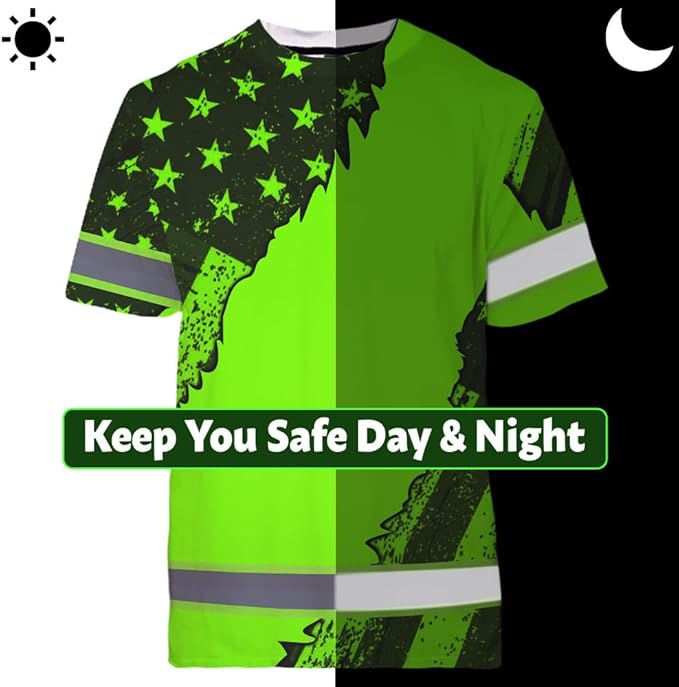Maddly High Visibility US Flag Collection Safety Workwear Custom Name for Workers, Runners, Truckers, Patriotic