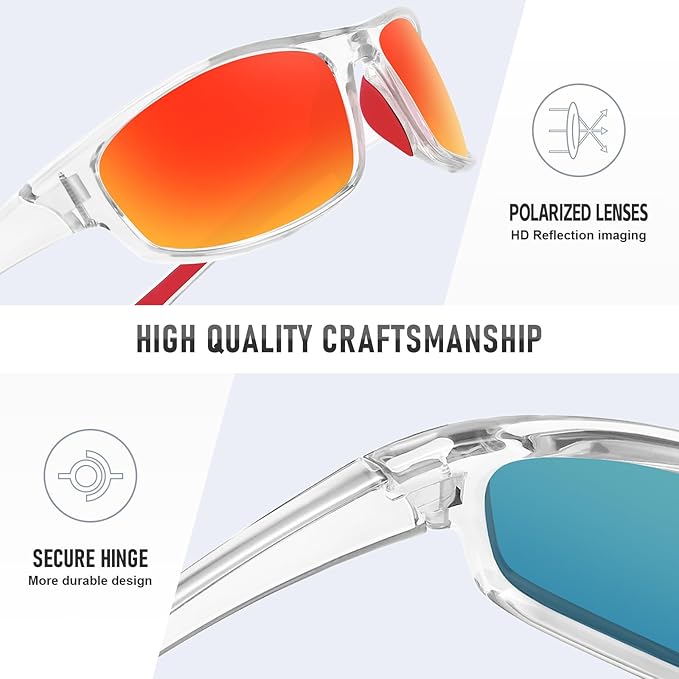 Sports Polarized Sunglasses for Men Women Wrap Around Sun Glasses Fishing Cycling Driving Running UV Protection