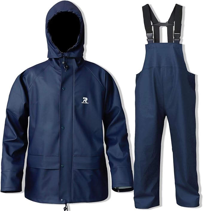 RainRider Rain Suits for Men Waterproof Rain Jacket Coat Pants Heavy Duty Women Fishing Rain Gear Workwear