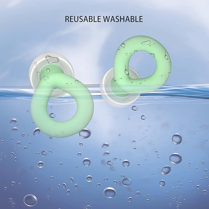 Silicone Ear Plugs for Noise Reduction, Reusable Ear Plugs for Sleeping Noise Cancelling, Concerts, Motorcycle, Travel & Hearing Protection NRR 33dB - 8 Ear Tips in XS/S/M/L, Green