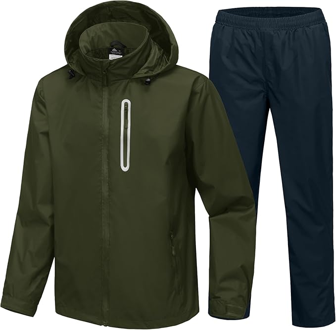 SWISSWELL Men's Waterproof Golf Rain Suit Rain Gear Jacket and Pant Outdoor Lightweight Hooded Raincoat