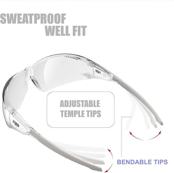 ANSI Z87.1 Anti-Fog Wrap-Around Clear Safety Glasses, Pickleball lab chemistry goggles with Scratch Resistant