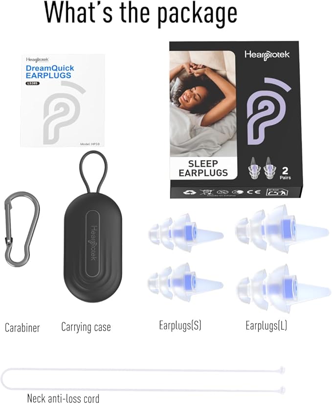 Hearprotek Ear Plugs for Sleeping, [2 Pairs] Noise Cancelling Comfortable earplugs for Sleep-Reusable Noise Reduction (Blue)