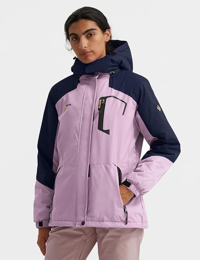 GEMYSE Women's Ski Snow Jacket Warm Winter Waterproof Coat Snowboard Rain Jacket Hooded Windproof Windbreaker