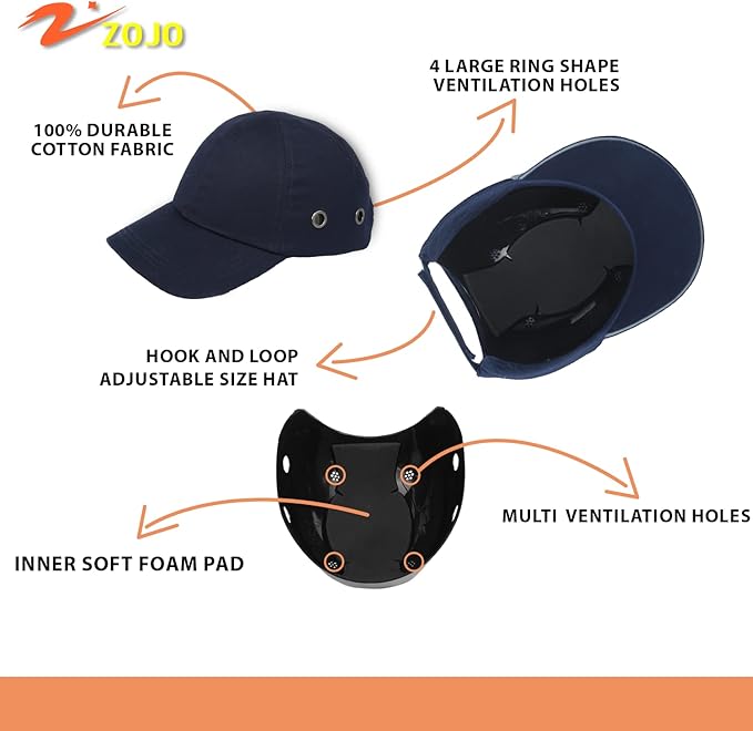 Zojo Baseball Bump Cap Hard Hat Helmet,5PCS Reflective Breathable Lightweight Safety Cap for Men and Women