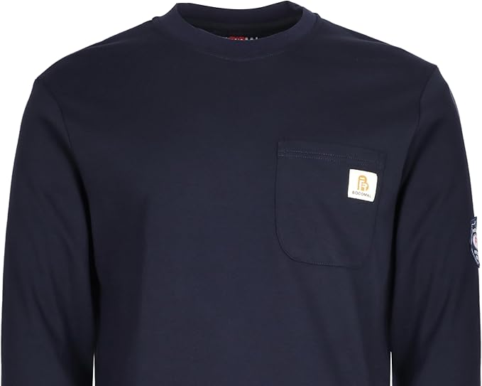 BOCOMAL FR Shirts Crewneck 7oz Midweight Flame Resistant Clothing NFPA2112 CAT2 Men's Fire Retardant Work Shirt
