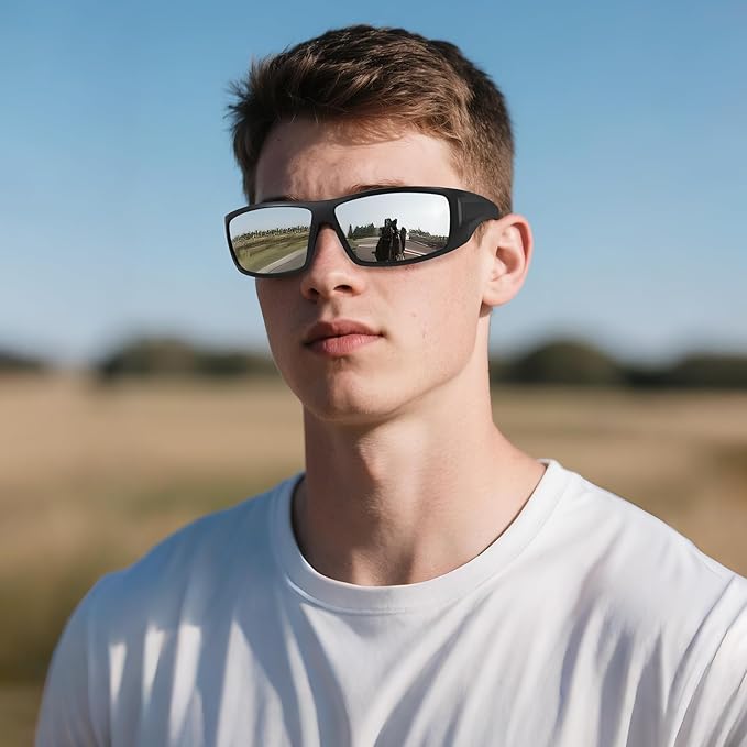 Polarized Sports Sunglasses for Men Women Unbreakable Frame Cycling Fishing Wrap Around Sunglasses UV400 Protection
