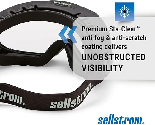 Sellstrom Odyssey II Wildland Fire Safety Goggles - Anti-Fog, Anti-Scratch Eye Protection Goggles for Men & Women - FR Strap, fits over Glasses, ANSI Z87.1