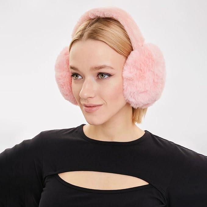 Ear Muffs for Winter Women Men, Adjustable Faux Fur Earmuffs, Fluffy Ear Warmers, Foldable Ear Warmer Earmuffs