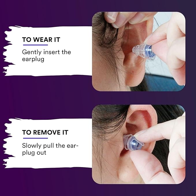 High Fidelity Earplugs-2 Pairs Reusable Noise Reduction Hearing Protection Ear-Plugs with Carrying Case for Concerts, Festivals, Raves, Musicians, Live Music, Sporting Events- Black