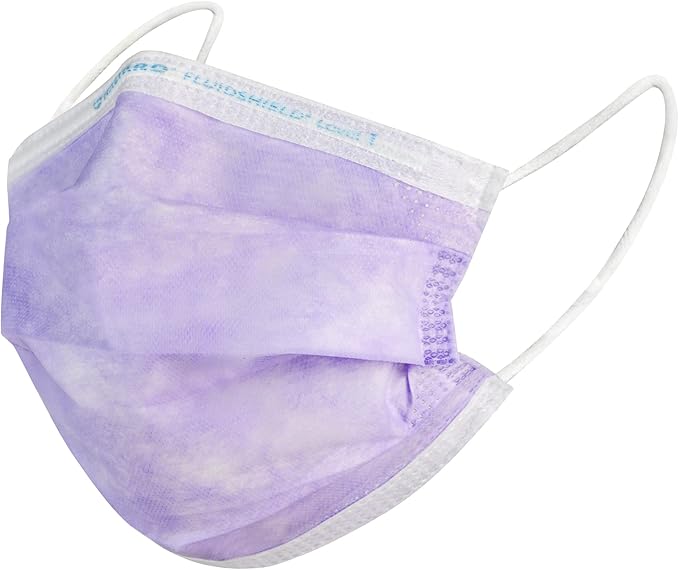 HALYARD FLUIDSHIELD 1 Disposable Procedure Mask w/SO SOFT Lining and SO SOFT Earloops, Lavender, 25868 (Box of 50)