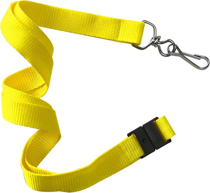 66 Pcs Breakaway Lanyards with Swivel J Hook Premium Bulk Flat Safety Lanyards for ID Badges, Schools, Students, Coaches, Festivals, Volunteers and Team Activities (Yellow)