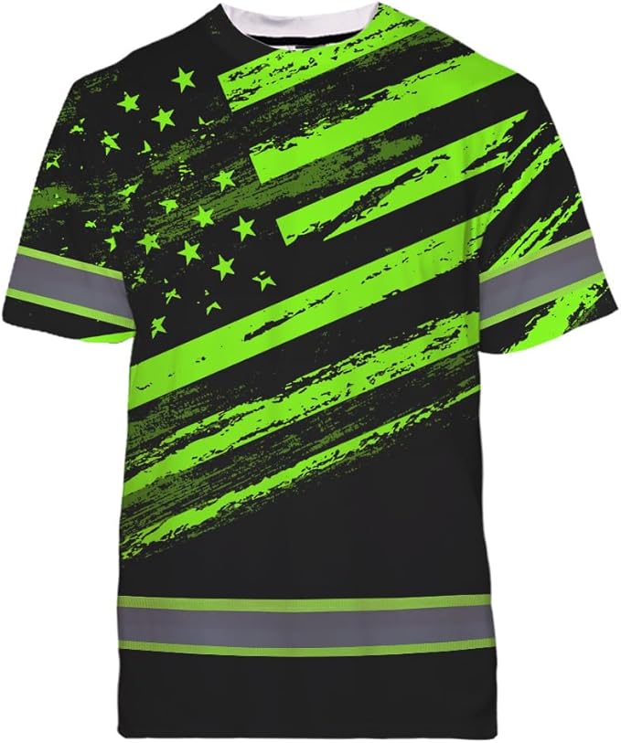 Maddly High Visibility US Flag Collection Safety Workwear Custom Name for Workers, Runners, Truckers, Patriotic