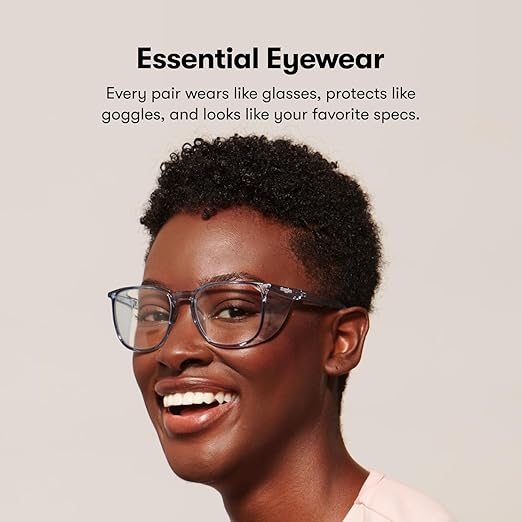 Stoggles Square Z87.2 Certified Polycarbonate Small Fit Safety Glasses, Scratch & Shatter-Proof, Blue-Light & UV Blocking Lens, Top & Side Shields, Anti-Fog Dip Coated, Protective & Stylish Eyewear